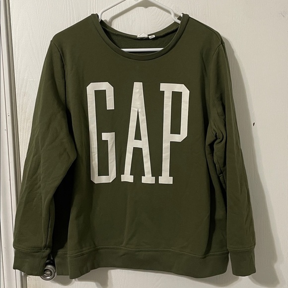 GAP Sweaters - GAP Dark Green Pullover Classic Crewneck Fleece Lined with White Logo Size XL